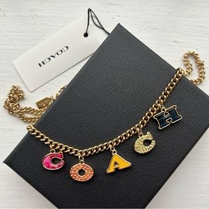 Pavé Coach Gold Charm Necklace Colorful